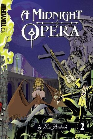 Cover von "A Midnight Opera, Volume 2". Zeigt einen Gitarre spielenden Steinengel, eine geflügelte Frau sowie einen Mann mit Zylinder.