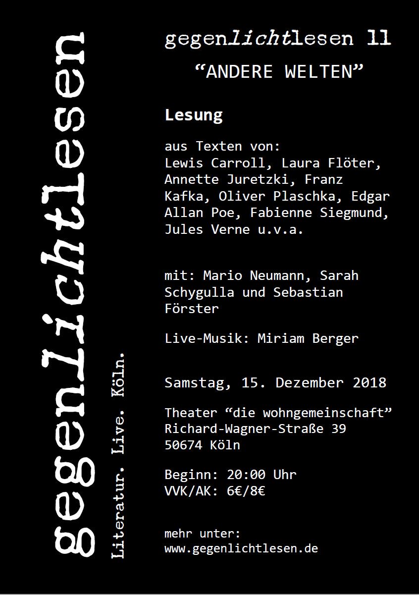 Flyer zur Veranstaltung "Gegenlichtlesen 11". 