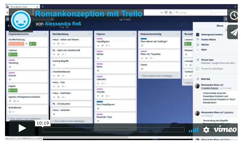 [Screencast] Romanplanung mit Trello