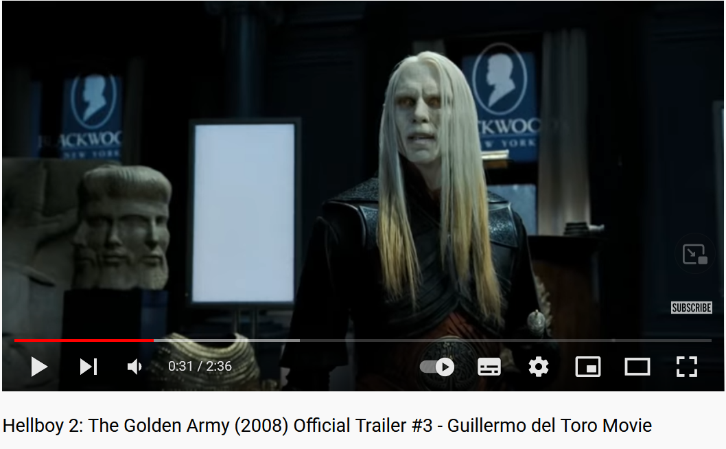 Screenshot aus dem "Hellboy 3"-Trailer. Prinz Nuada neben Antiquitäten