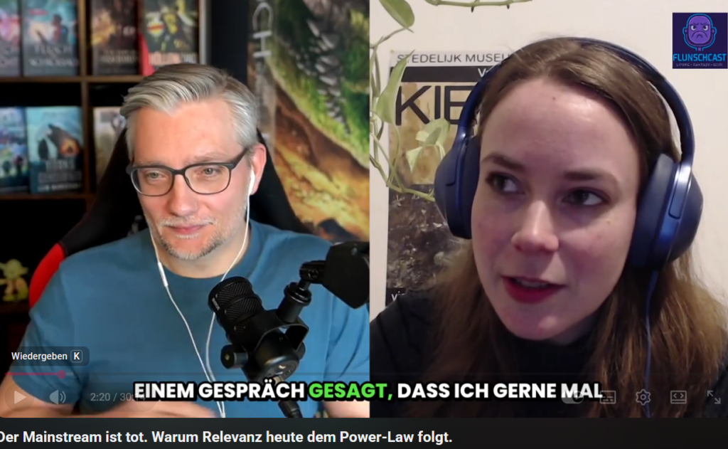 Screenshot aus einem YouTube-Video mit Splitscreen, links Lew Marschall, rechts Alessandra Reß